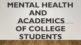 mental health and academics