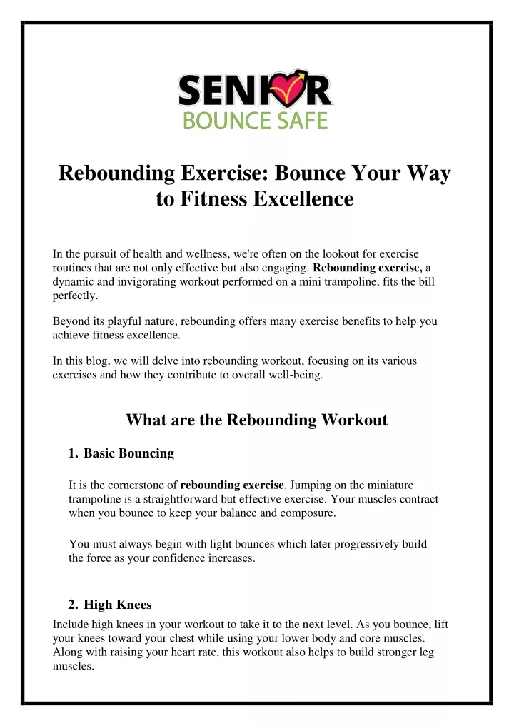 rebounding exercise bounce your way to fitness