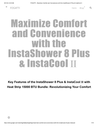 FOGATTI - Maximize Comfort and Convenience with the InstaShower 8 Plus & InstaCool Ⅱ