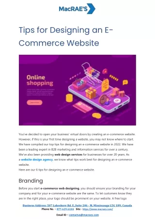 Tips for Designing an E-Commerce Website
