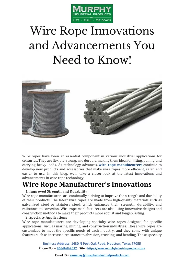 wire rope innovations and advancements you need