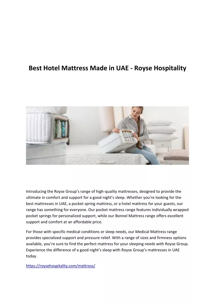 best hotel mattress made in uae royse hospitality