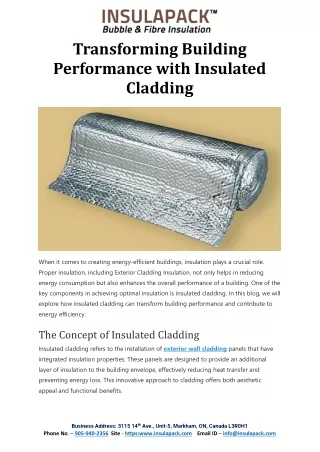 Transforming Building Performance with Insulated Cladding