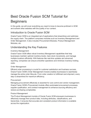 Best Oracle Fusion SCM Tutorial for Beginners