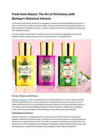 fresh from nature the art of perfumery with
