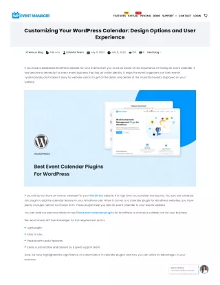 Customizing Your WordPress Calendar: Design Options and User Experience
