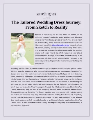 The Tailored Wedding Dress Journey - From Sketch to Reality