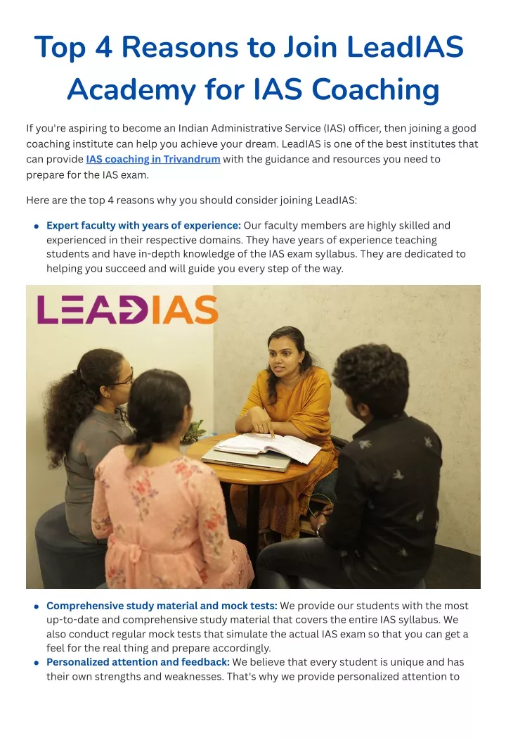 top 4 reasons to join leadias academy