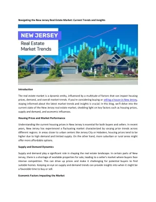 Navigating the New Jersey Real Estate Markets