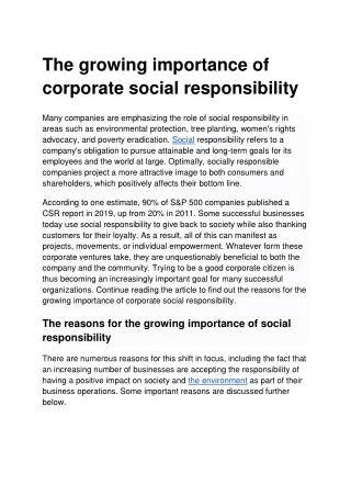 The growing importance of corporate social responsibility