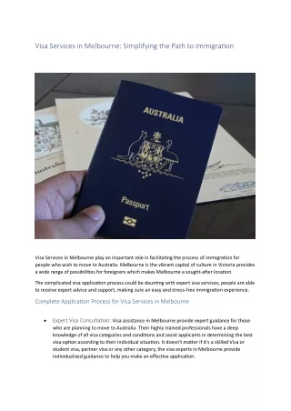 Visa Services in Melbourne: Simplifying the Path to Immigration