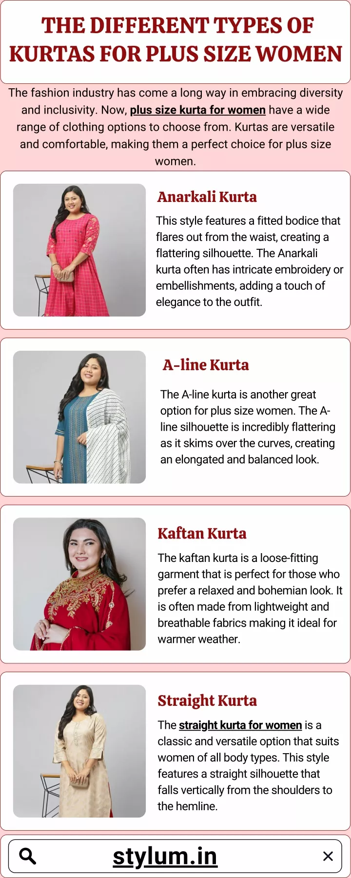 the different types of kurtas for plus size women