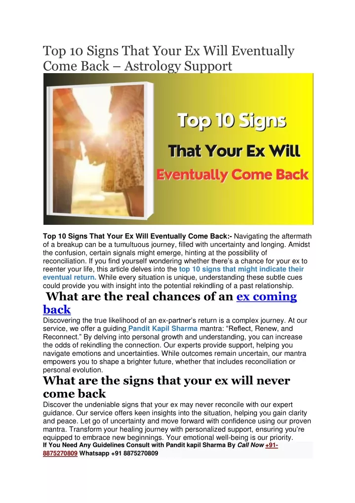 top 10 signs that your ex will eventually come