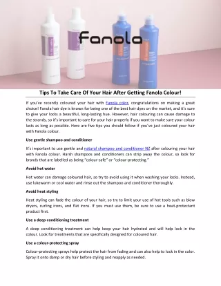 Tips To Take Care Of Your Hair After Getting Fanola Colour