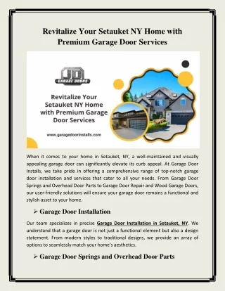 Revitalize Your Setauket NY Home with Premium Garage Door Services