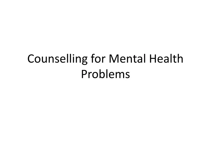 counselling for mental health problems