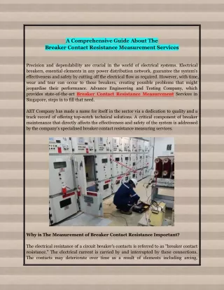 A Comprehensive Guide About The Breaker Contact Resistance Measurement Services
