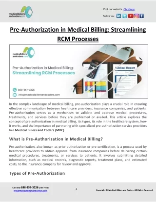 Pre-Authorization in Medical Billing - Streamlining RCM Processes