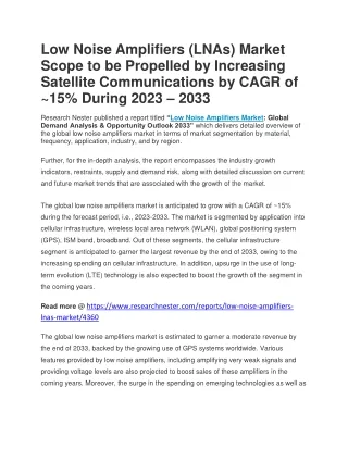 low noise amplifiers lnas market scope