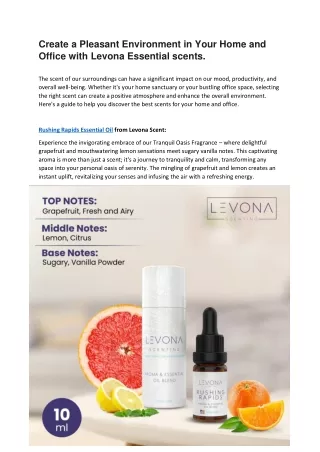 Create a Pleasant Environment in Your Home and Office with Levona Essential scents