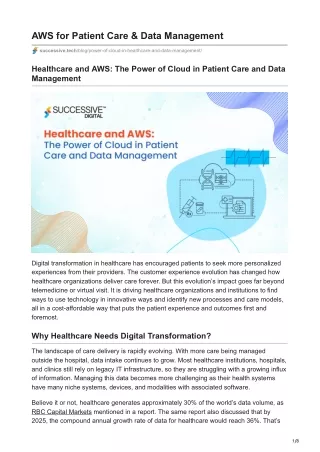 Healthcare and AWS: The Power of Cloud in Patient Care and Data Management