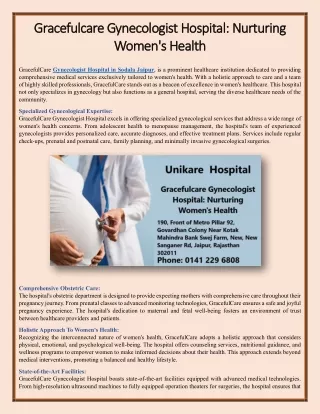 Gracefulcare Gynecologist Hospital: Nurturing Women's Health