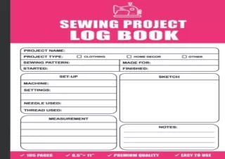 (PDF) sewing journal project planner: sewer notebook planner worksheet & log boo