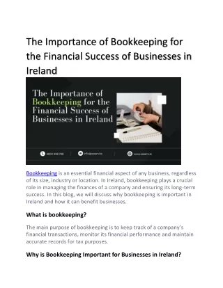 The Importance of Bookkeeping for the Financial Success of Businesses in Ireland