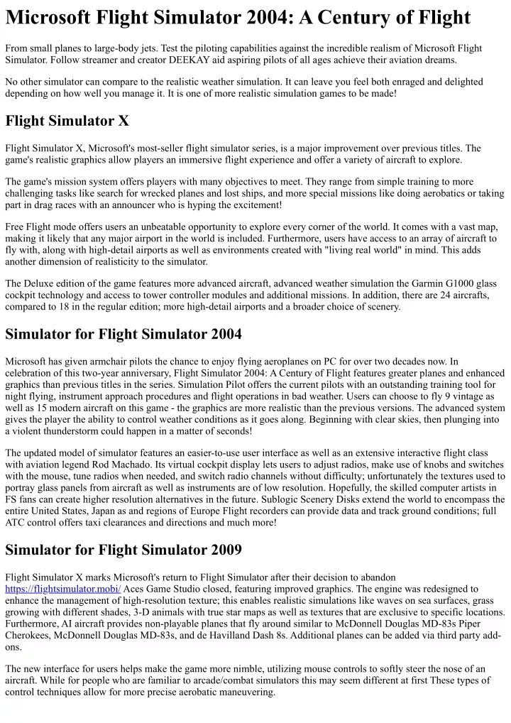 microsoft flight simulator 2004 a century