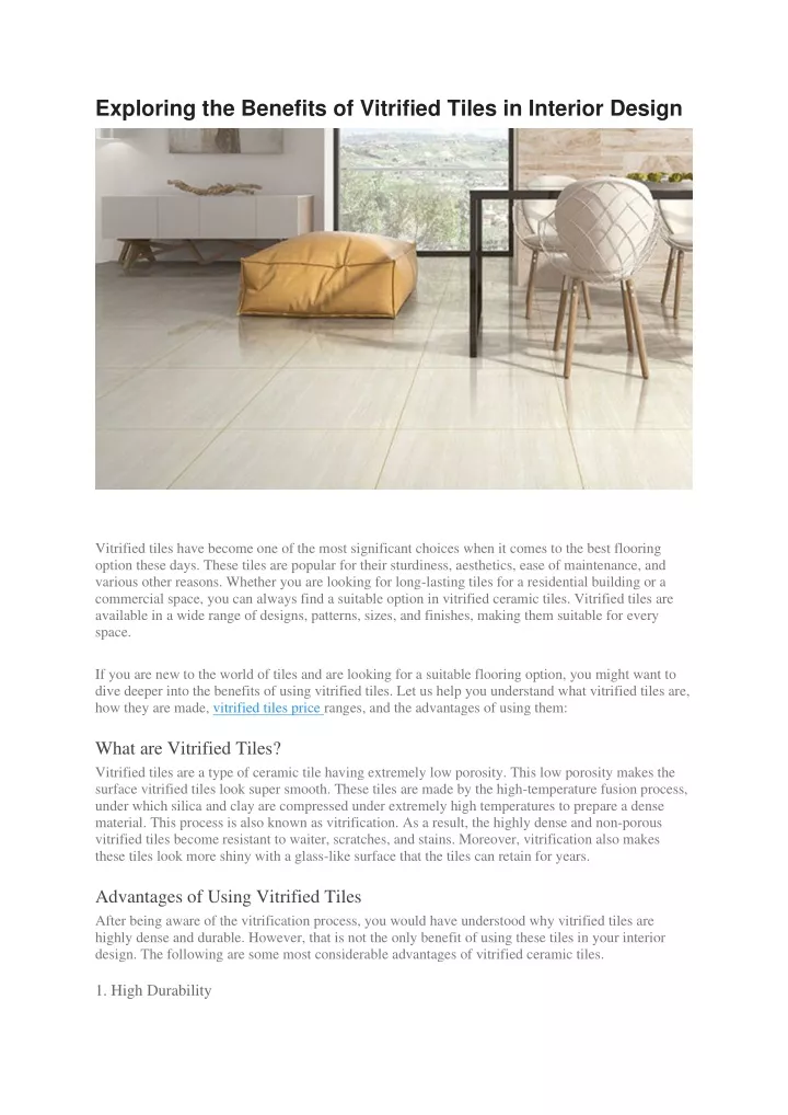 exploring the benefits of vitrified tiles