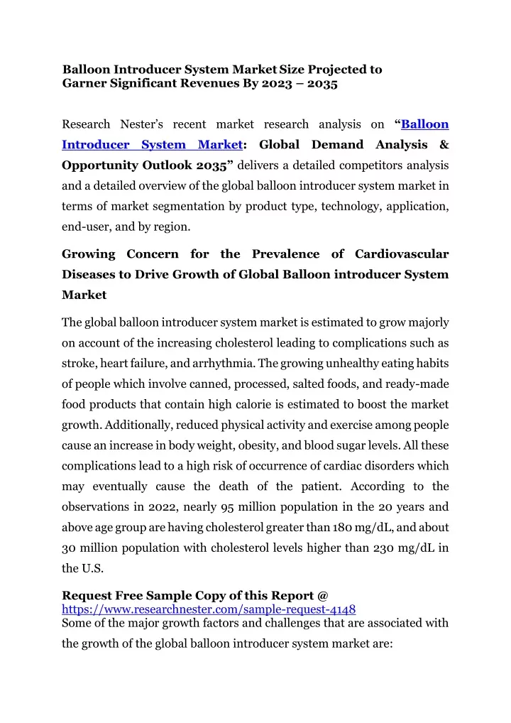 balloon introducer system market size projected