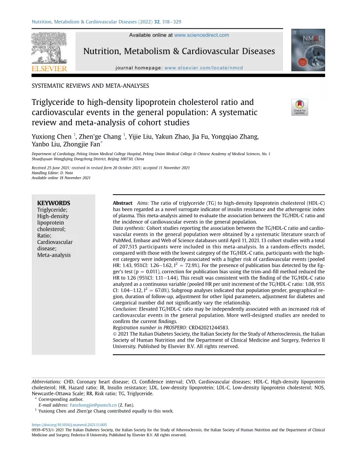 nutrition metabolism cardiovascular diseases 2022