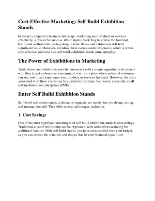 Cost-Effective Marketing-Self Build Exhibition Stands