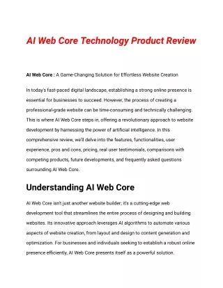 AI Web Core Technology Product Review