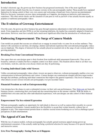 The Increase of Camera Models: Equipped Individuals in the Webcam Pornography In