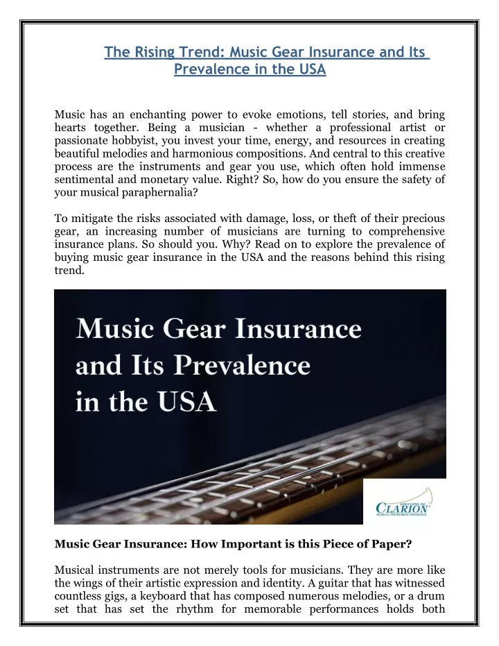 the rising trend music gear insurance