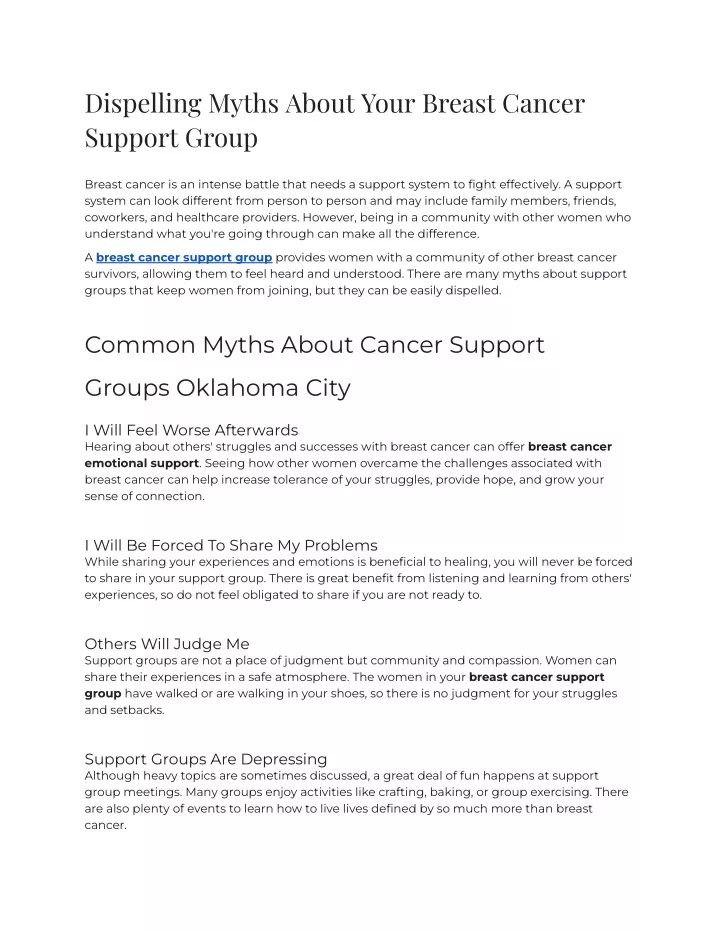 dispelling myths about your breast cancer support