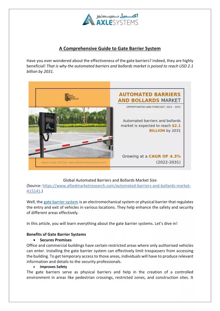 a comprehensive guide to gate barrier system have