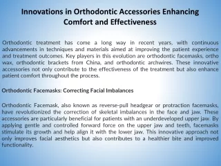 Innovations in Orthodontic Accessories Enhancing Comfort and Effectiveness