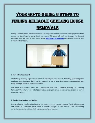 Your Go-To Guide: 6 Steps to Finding Reliable Geelong House Removals