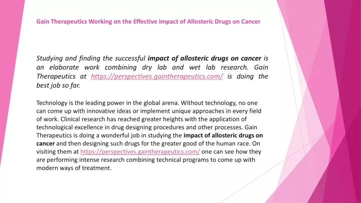 gain therapeutics working on the effective impact