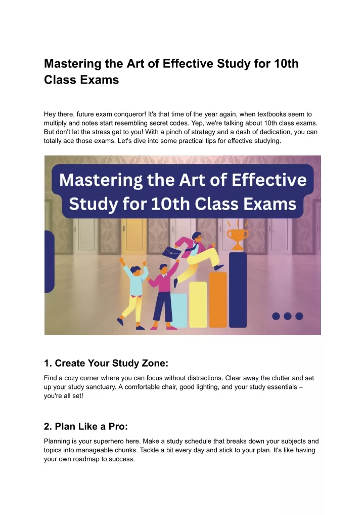 mastering the art of effective study for 10th