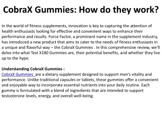 CobraX Gummies How do they work