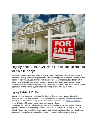 Legacy Estate_ Your Gateway to Exceptional Homes for Sale in Kenya