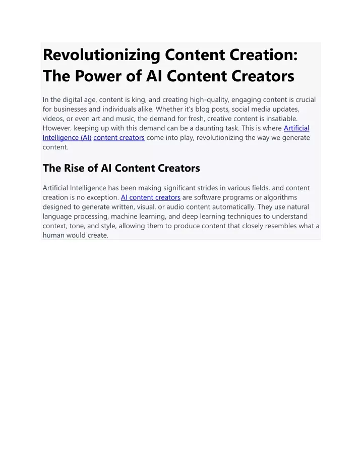 revolutionizing content creation the power