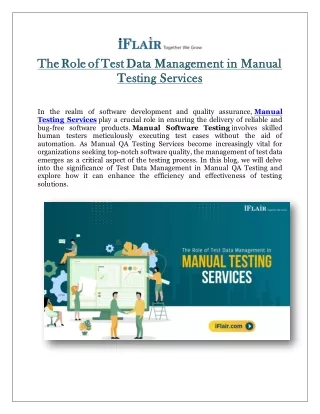 the role of test data management in manual