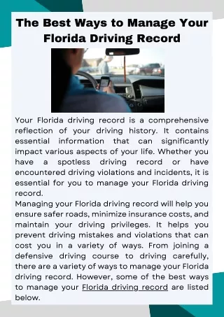 The Best Ways to Manage Your Florida Driving Record