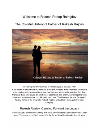 The Colorful History of Father of Rakesh Rajdev