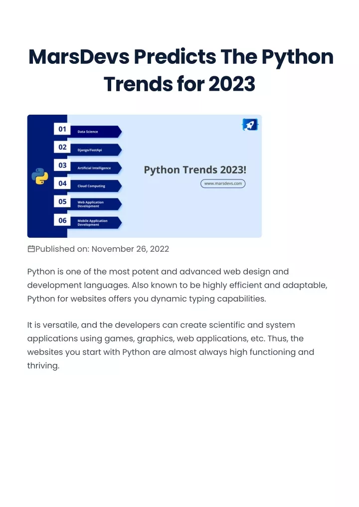 marsdevs predicts the python