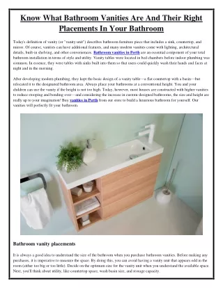 Know What Bathroom Vanities Are And Their Right Placements In Your Bathroom